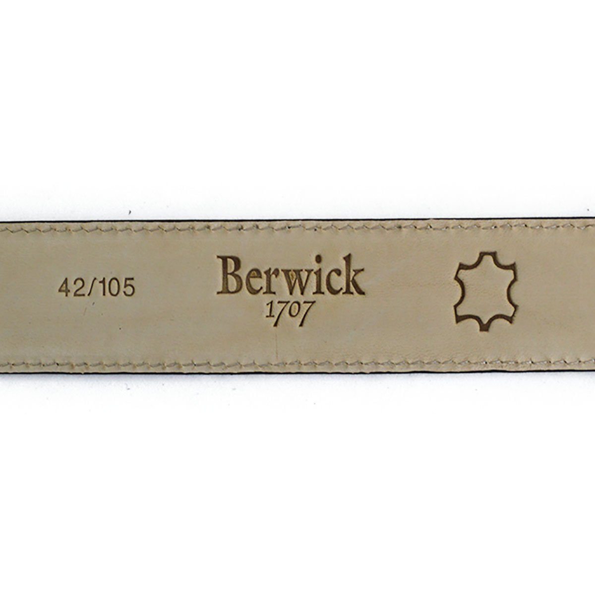 A brown suede leather belt with a silver chrome buckle, displayed on a white background.