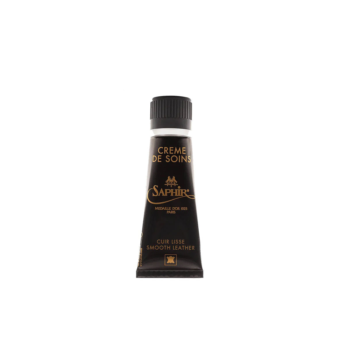 A 75ml tube of Saphir Medaille D'Or cream with a foam applicator designed for smooth leather care.