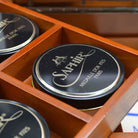 Saphir Medaille D'Or Brown Rosewood Valet box with leather handle on a white background
