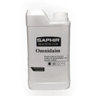 A product image featuring a plastic bottle of Saphir Omnidaim Suede Multicleaner